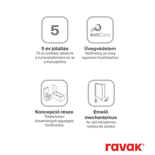 Ravak Chrome CSD1-90 zuhanyajtó krómhatású+transparent 0QV70C00Z1