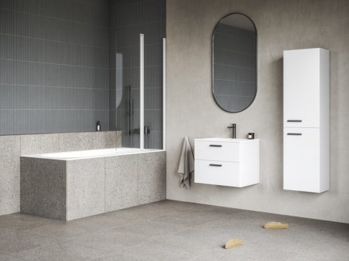 CVS2-100 bal kádparaván matt fehér+transparent