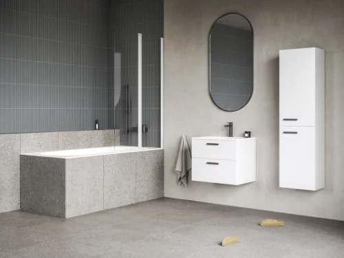 CVS2-100 bal kádparaván matt fehér+transparent