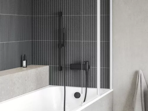 CVS2-100 bal kádparaván matt fehér+transparent