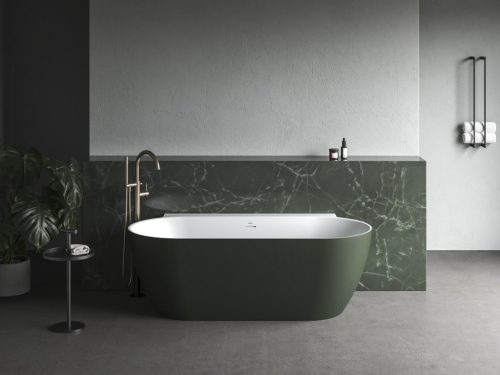 Ravak Freedom Wall II Tec 170x87, akrilkád, Grey Green/fehér, fehér lefolyó CC71200000