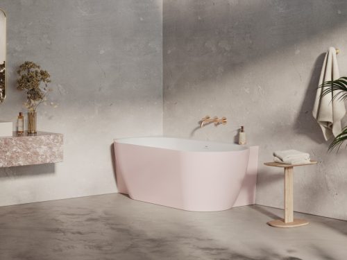 Ravak Freedom Corner II Tec 175x86 bal, akrilkád, Alabaster Pink/fehér, fehér lefolyó CC91600000