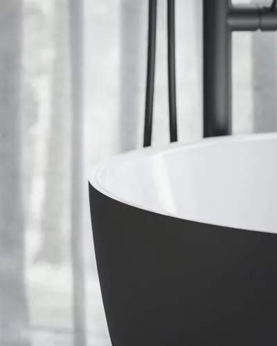 Ravak Freedom O Tec 170x77 akrilkád, fekete/fehér szabadonálló, fekete lefolyó CD51700000