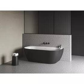   Freedom Wall Tec 170x87, akrilkád, fekete/fehér, fekete lefolyó