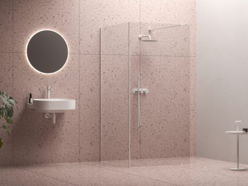 Walk-In Corner Set 110x80, zuhanykabin matt fehér+transparent