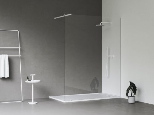 Walk-In Wall Set 160, zuhanykabin matt fehér+transparent