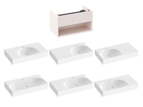 Ravak SD Lite 80 fürdőszobai szekrény mosdó alá Alabaster Pink X000001866