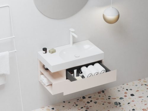 Ravak SD Lite 80 B fürdőszobai szekrény mosdó alá Alabaster Pink X000001878