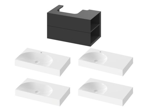 Ravak SD Lite 80 J fürdőszobai szekrény mosdó alá matt fekete X000001886