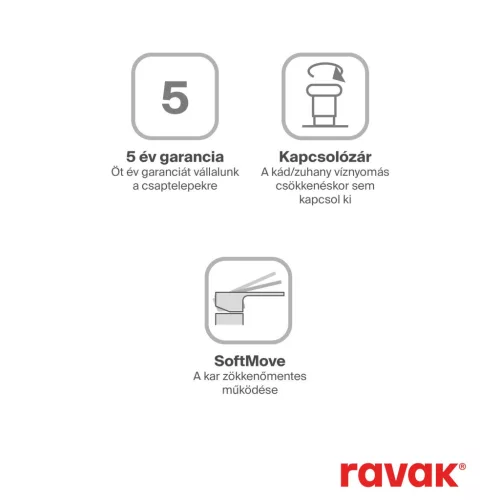 Ravak 10° kádcsaptelep, 150 mm TD 022.00CR, króm X070065