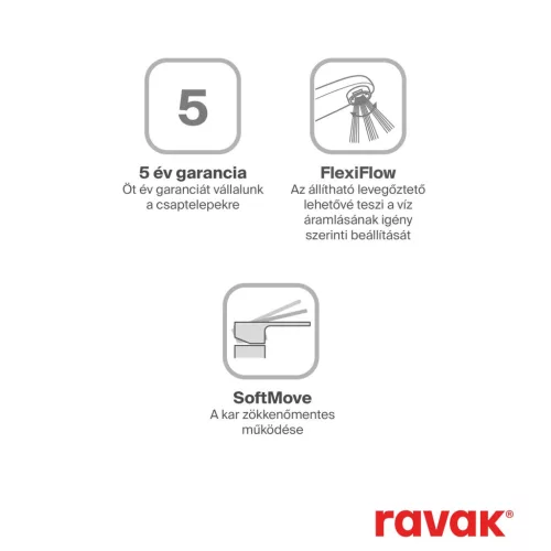 Ravak 10° Free álló mosdócsaptelep leeresztő nélkül, 333 mm TD F 015.00CR, króm X070130