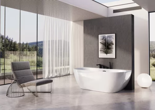 Ravak Flat kádperem csaptelep szett FL 026.20BL, fekete X070176