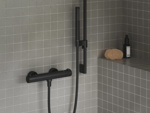 Ravak Puri termoszátos fali zuhanycsaptelep 150 mm PU 033.20BL, fekete X070188