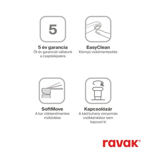 Ravak Espirit fali kádcsaptelep zuhanyszett nélkül ES 022.10WV, White Velvet X070242