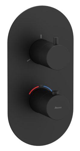 Ravak Espirit termosztátos falba süllyesztett csaptelep, háromutas, belső egység nélkül ES 067.20BLM.O3.RB07C, Black Matt X070289