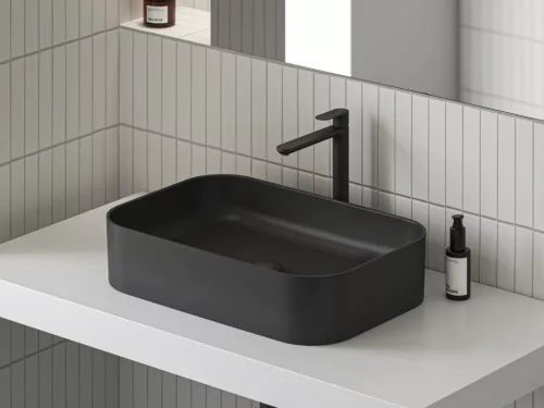 Ravak Eleganta álló mosdócsaptelep 335 mm leeresztő nélkül EL 015.20BLM, Black Matt X070291