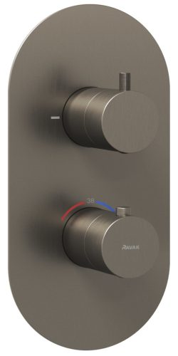 Ravak Espirit falba süllyesztett termosztátos csaptelep, kétutas, beslő egység nélkül ES 063.20GB.O2.RB07C, Graphite Brushed X070323