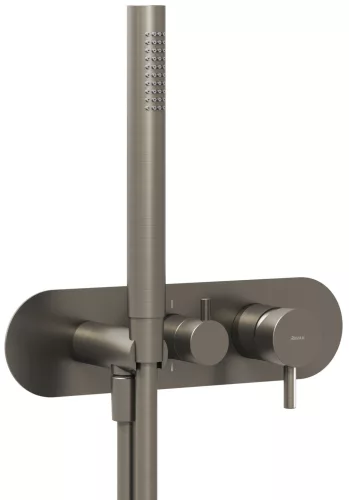 Ravak Espirit falba süllyesztett csaptelep szettel, kétutas, belső egység nélkül ES 065.20GB.O2.RB07D.+S, Graphite Brushed X070324