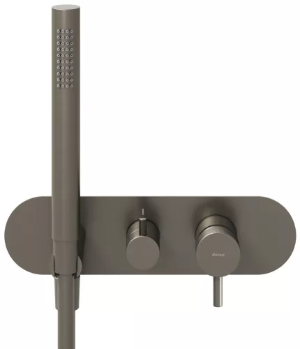 Ravak Espirit falba süllyesztett csaptelep szettel, kétutas, belső egység nélkül ES 065.20GB.O2.RB07D.+S, Graphite Brushed X070324