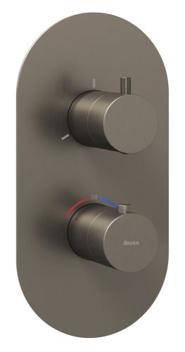Ravak Espirit termosztátos falba süllyesztett csaptelep, háromutas, belső egység nélkül ES 067.20GB.O3.RB07C, Graphite Brushed X070326