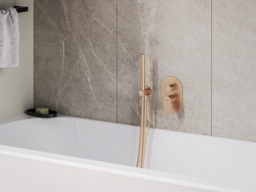 Ravak Eleganta falba süllyesztett csaptelep, kétutas, belső egység nélkül EL 065.60RGB.O2.RB07E, Rose Gold Brushed X070375