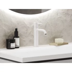   Ravak Espirit álló mosdócsaptelep BeCool 190 mm leeresztő nélkül ES 012.11WV, White Velvet X070395