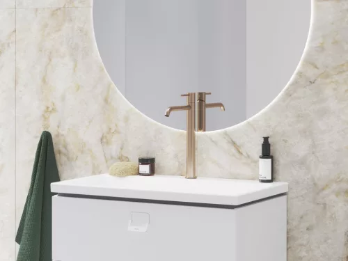 Ravak Espirit álló mosdócsaptelep BeCool 250 mm leeresztő nélkül ES 014.61RGB, Rose Gold Brushed X070403