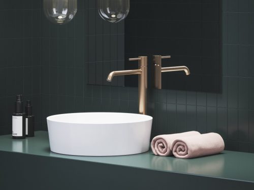Ravak Espirit álló mosdócsaptelep BeCool 340 mm leeresztő nélkül ES 015.61RGB, Rose Gold Brushed X070408