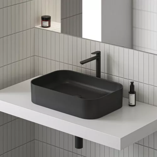 Ravak Eleganta álló mosdócsaptelep BeCool 335 mm leeresztő nélkül EL 015.21BLM, Black Matt X070421