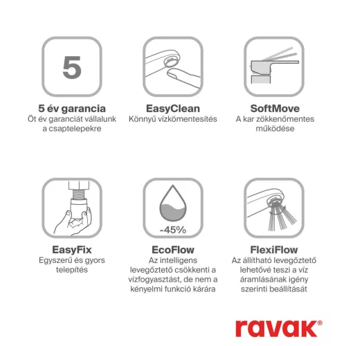 Ravak Eleganta álló mosdócsaptelep BeCool 335 mm leeresztő nélkül EL 015.21BLM, Black Matt X070421