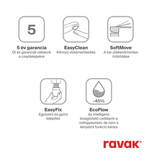 Ravak Life mosdócsaptelep 240 mm, lefolyó nélkül LF 014.20BL, fekete X070477
