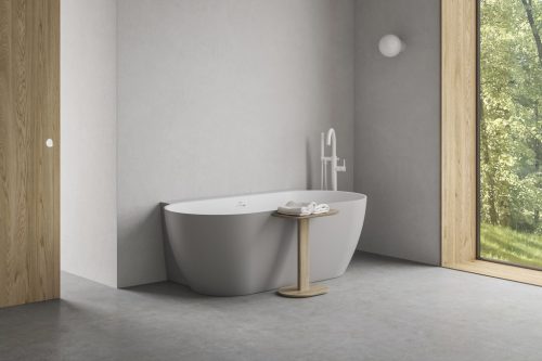 Ravak Espirit padlón álló kádcsaptelep szettel ES 080.10WV.RB07G, White Velvet X070500