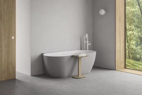 Ravak Espirit padlón álló kádcsaptelep szettel ES 080.10WV.RB07G, White Velvet X070500