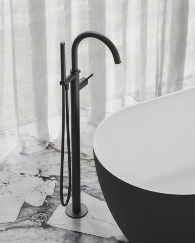 Ravak Espirit padlón álló kádcsaptelep szettel ES 080.20BLM.RB07G, Black Matt X070501