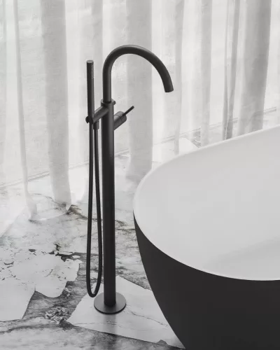 Ravak Espirit padlón álló kádcsaptelep szettel ES 080.20BLM.RB07G, Black Matt X070501