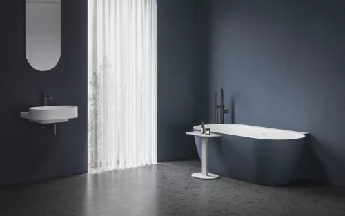 Ravak Espirit padlón álló kádcsaptelep szettel ES 080.20BLM.RB07G, Black Matt X070501