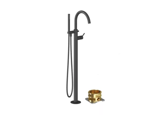 Ravak Espirit padlón álló kádcsaptelep szettel ES 080.20BLM.RB07G, Black Matt X070501
