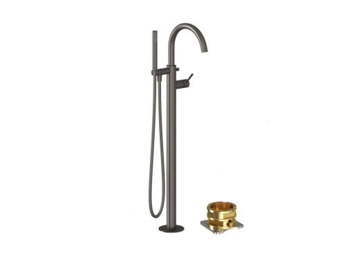 Ravak Espirit padlón álló kádcsaptelep szettel ES 080.20GB.RB07G, Graphite Brushed X070502