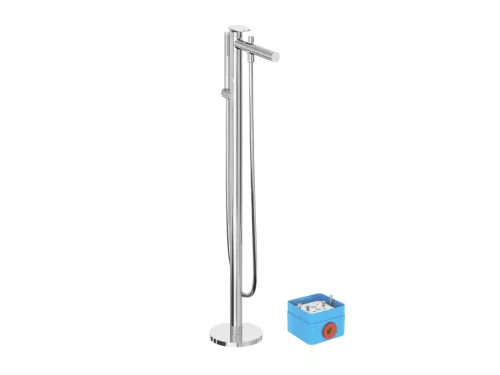 Ravak Spring padlón álló kádcsaptelep test nélkül, zuhanyszettel, króm SG 080.00CR.RB07A X070537