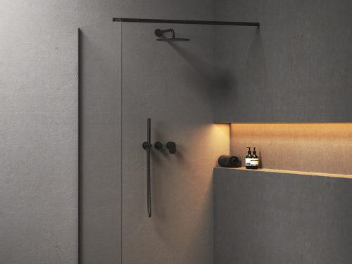 Ravak Spring 2-utas falba süllyesztett csaptelep testtel, zuhanyszettel, fekete SG 065.20BLM.O2.+S X070553