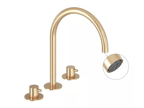 Espirit álló mosdócsaptelep, 3 furatos 270 mm leeresztő nélkül ES 018.60GLB, Gold Brushed