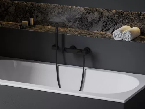 Eleganta fali kádcsaptelep szettel, matt fekete EL 022.20BLM+S