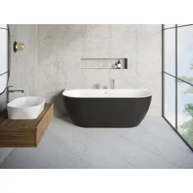   Ravak Freedom Wall 166x80 akrilkád, fekete/fehér, fekete túlfolyóval XC00100027